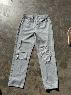 American Eagle Outfitters Light Blue Distressed Straight Leg Jeans